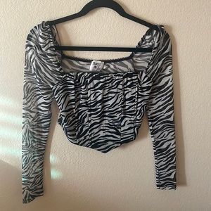 Princess Polly corset zebra long sleeve crop shirt